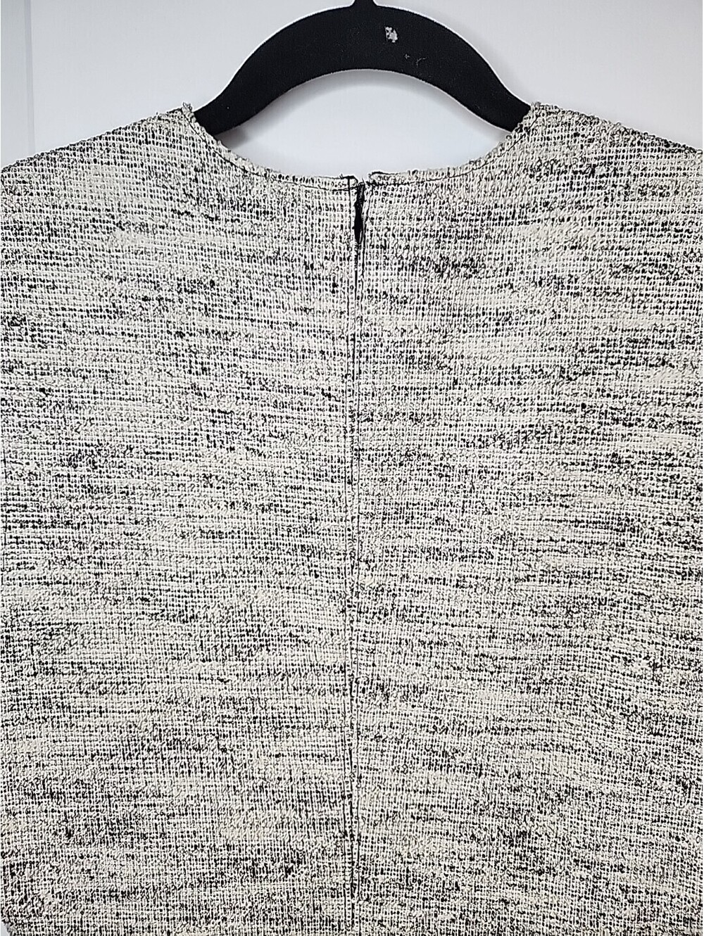 Theory Tweed Sheath Dress Womens L 12 Beige Blk Cotton Blend Sleeveless Career - Picture 5 of 8